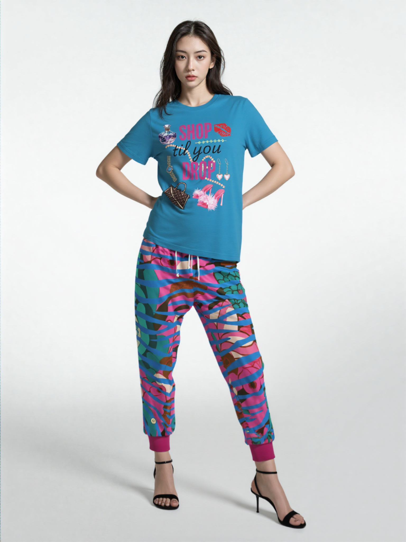 Pink Passion Floral Zebra Eco-Poly Unisex Joggers