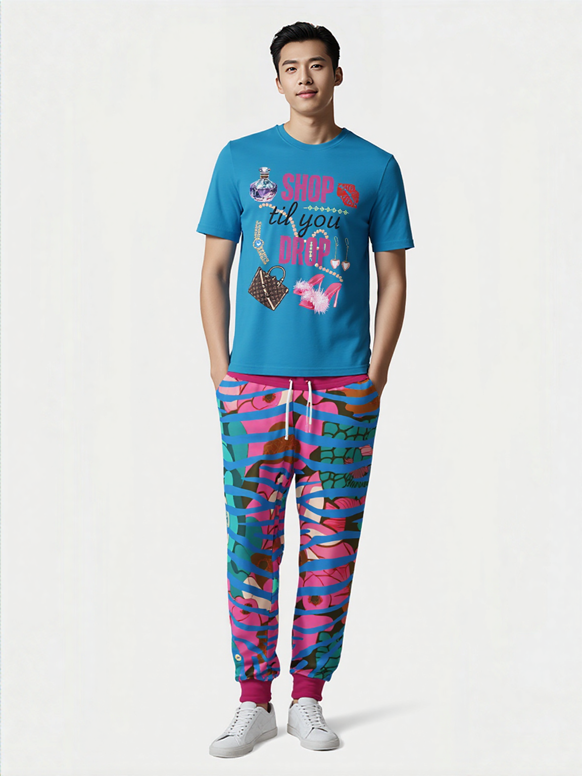 Pink Passion Floral Zebra Eco-Poly Unisex Joggers