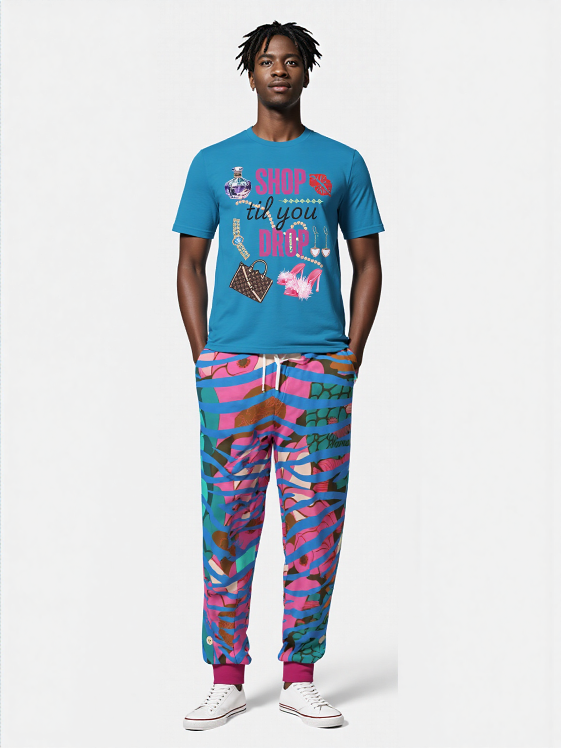 Pink Passion Floral Zebra Eco-Poly Unisex Joggers