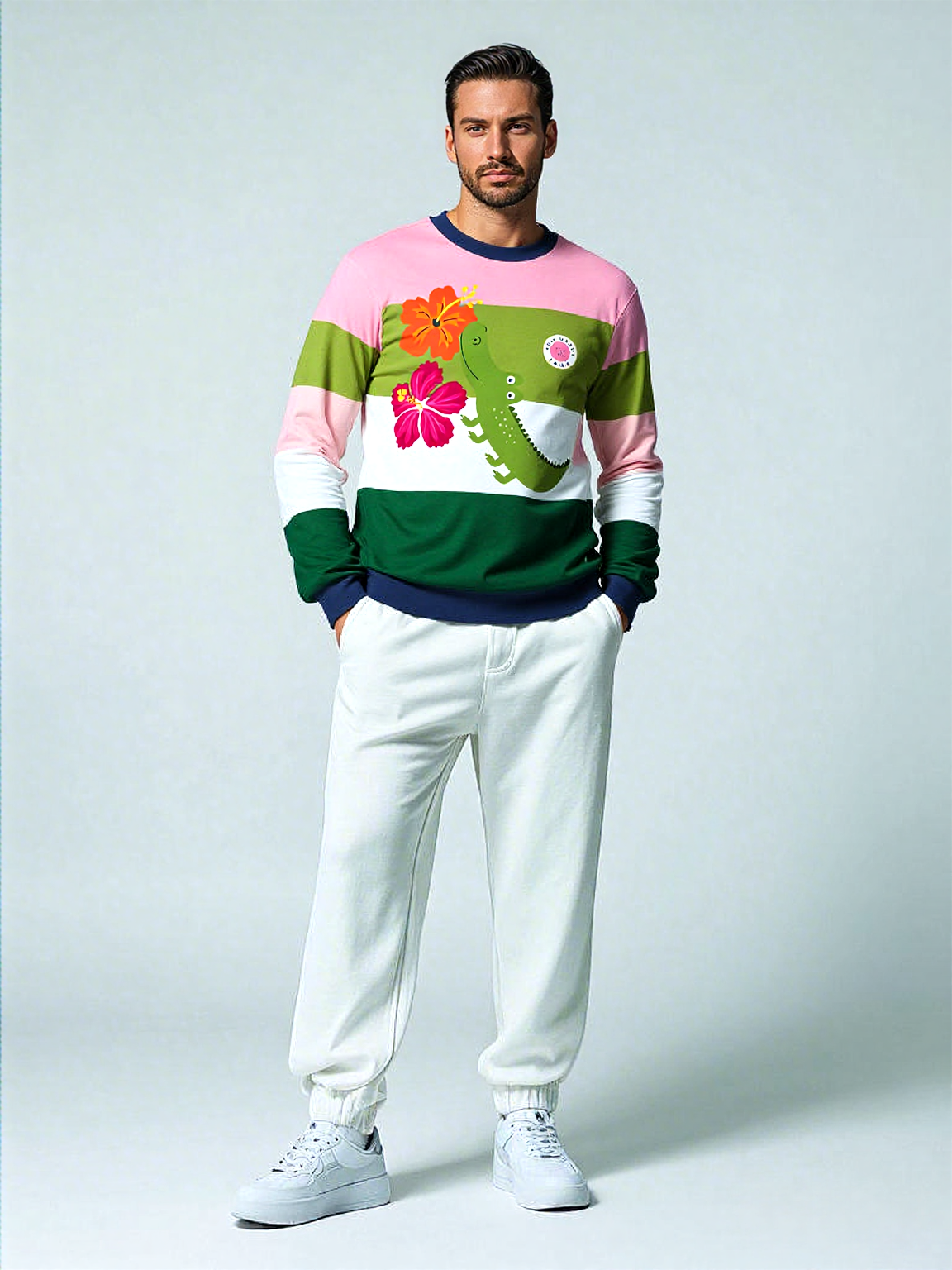 Smell The Flowers Gator Rugby Stripe Unisex Sweatshirt (Gold Label)