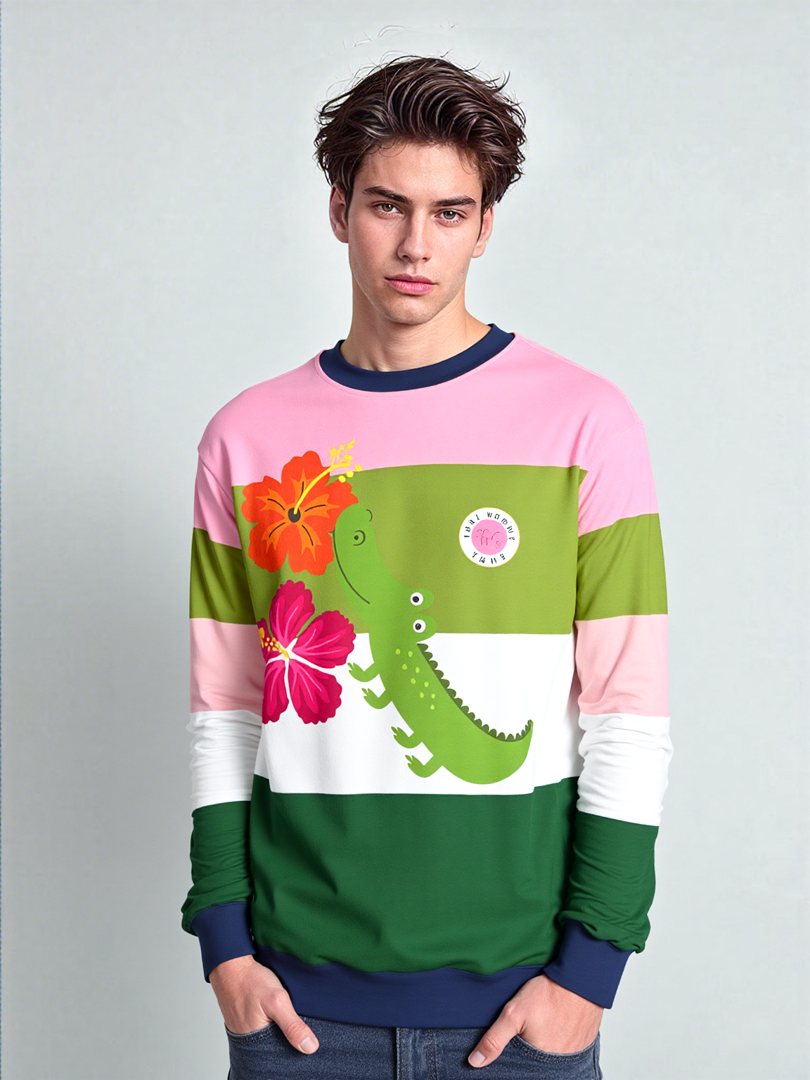 Smell The Flowers Gator Rugby Stripe Unisex Sweatshirt (Gold Label)