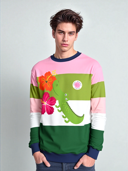 Smell The Flowers Gator Rugby Stripe Unisex Sweatshirt (Gold Label)