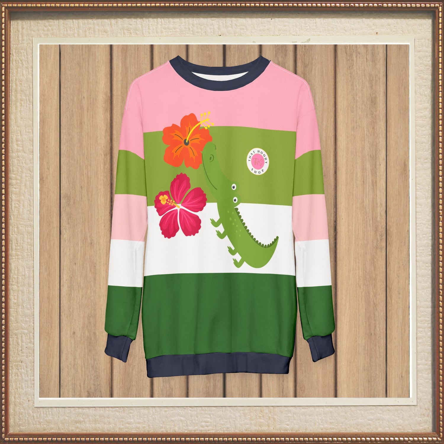 Smell The Flowers Gator Rugby Stripe Unisex Sweatshirt (Gold Label)