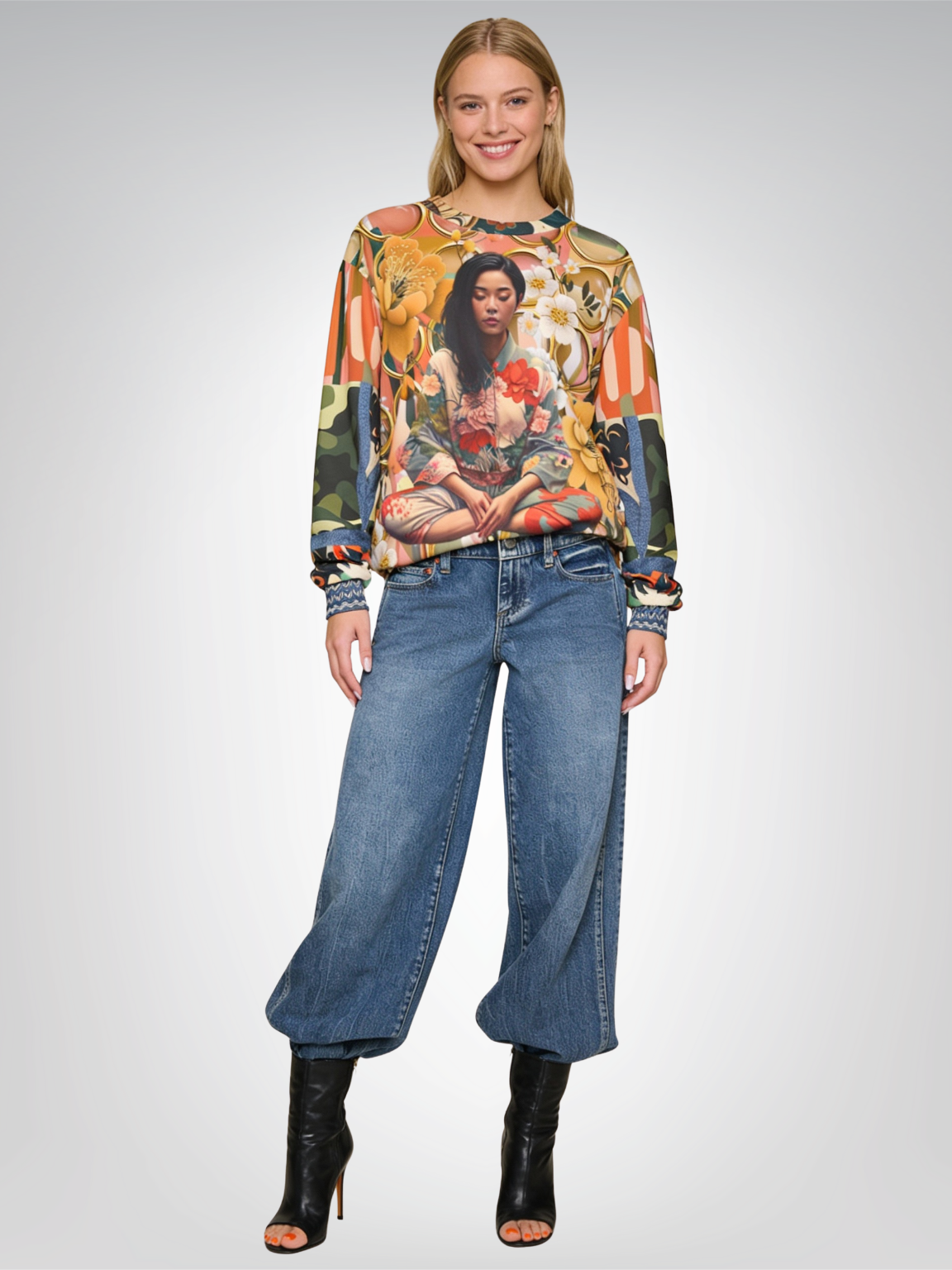 Soul at Peace Asian Floral Unisex Sweatshirt (Gold Label)