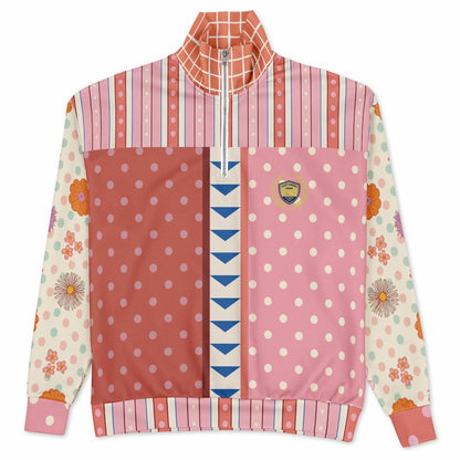 Split Decision Stripe &amp; Floral Heavyweight Oversized Quarter Zip Sweatshirt