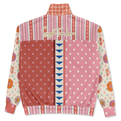 Split Decision Stripe &amp; Floral Heavyweight Oversized Quarter Zip Sweatshirt