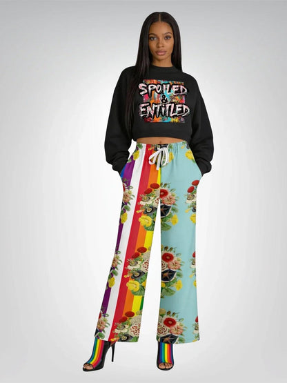 Life in Technicolor Rainbow Stripe Eco-Poly Wide Leg Pants