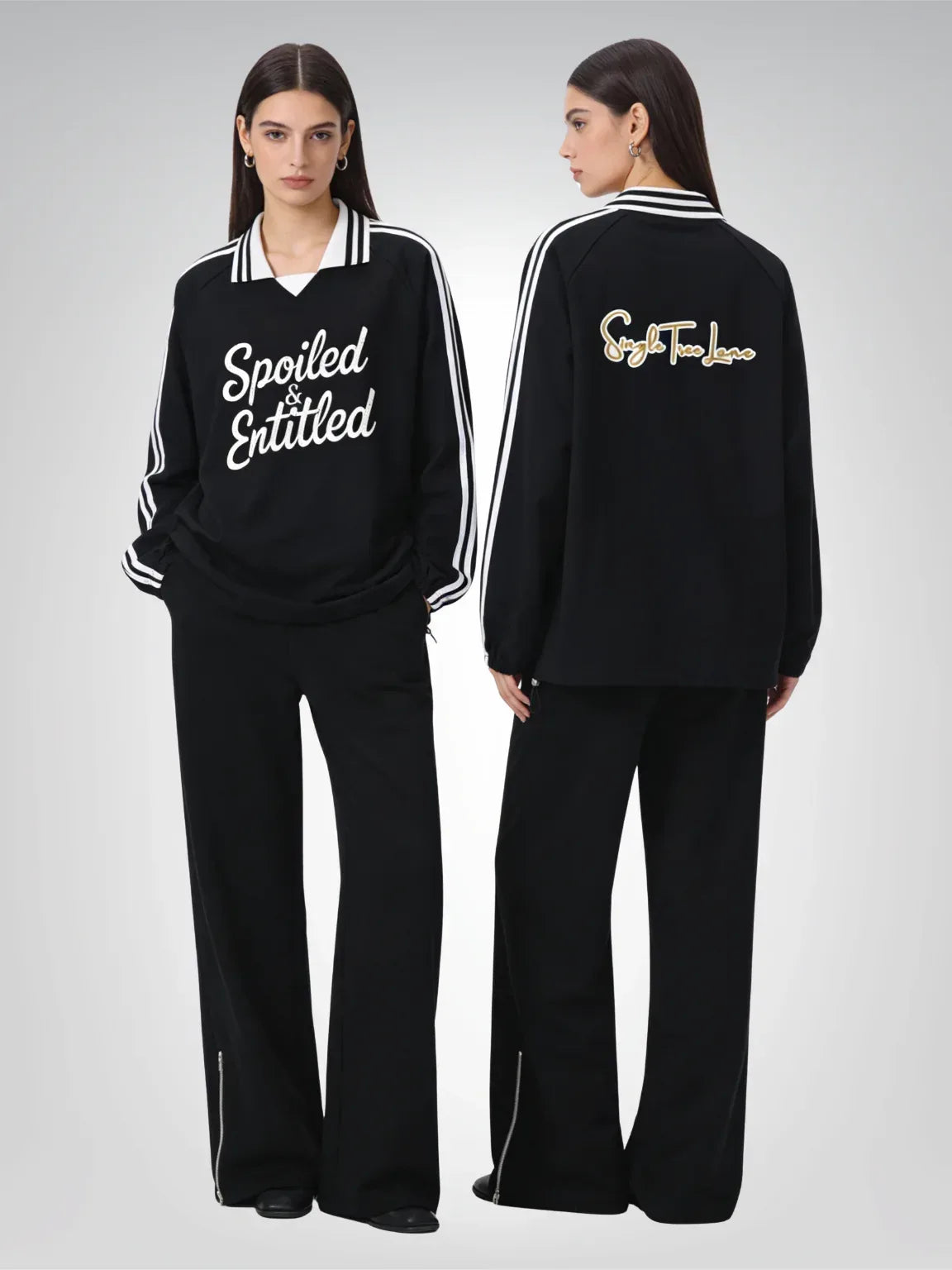 Spoiled &amp;  Entitled™ + STL Contrast Striped Collar Sweatshirt