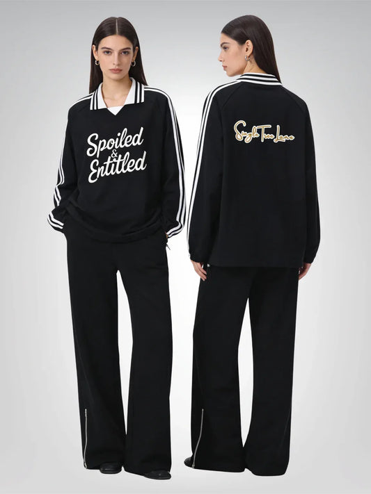 Spoiled &  Entitled™ + STL Contrast Striped Collar Sweatshirt