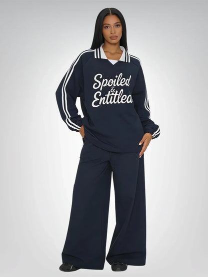 Spoiled &amp;  Entitled™ + STL Contrast Striped Collar Sweatshirt