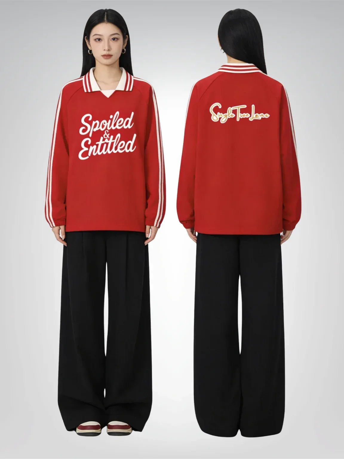 Spoiled &amp;  Entitled™ + STL Contrast Striped Collar Sweatshirt