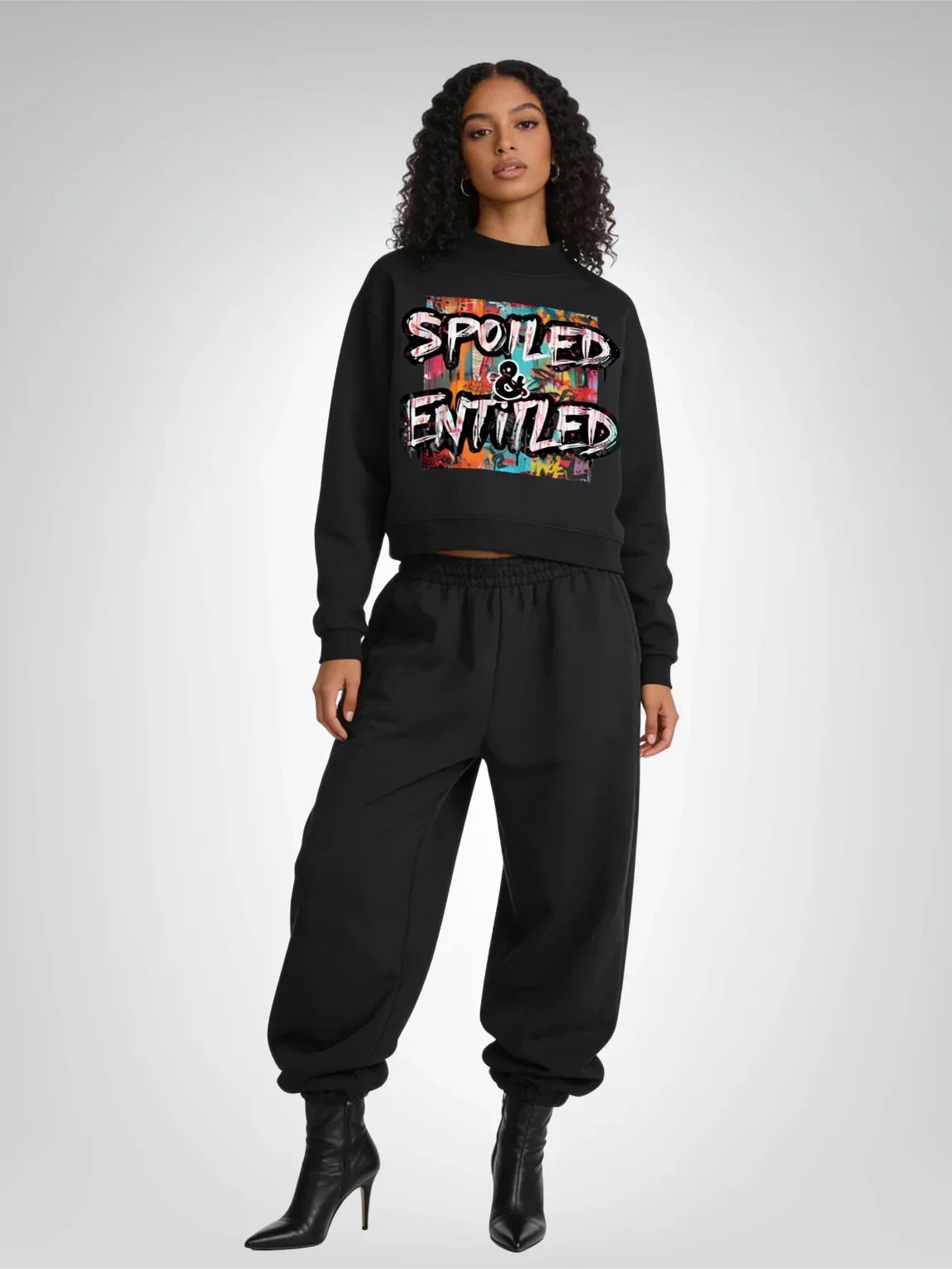 Spoiled &amp;  Entitled™ + STL Essential Fleece Mock T-Neck Crew Sweatshirt