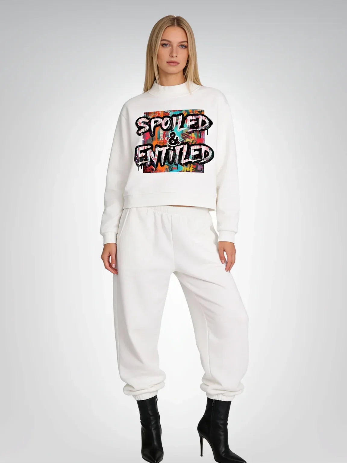 Spoiled &amp;  Entitled™ + STL Essential Fleece Mock T-Neck Crew Sweatshirt