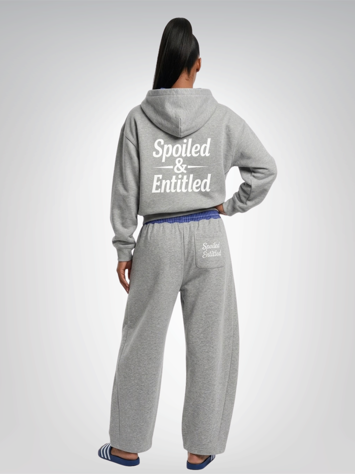 Spoiled &amp;  Entitled™ + STL Contrast Plaid Boxy Zip Hoodie