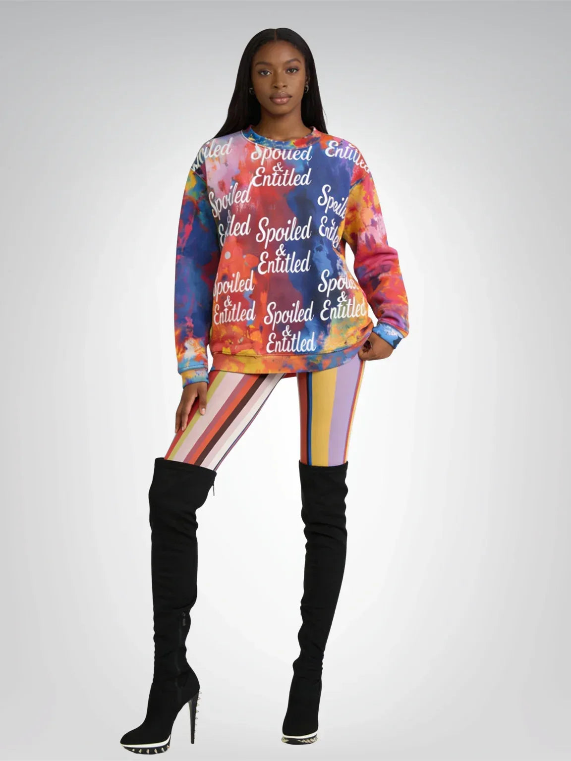 Spoiled &amp;  Entitled™ + STL Rainbow Splash Fleece Sweatshirt