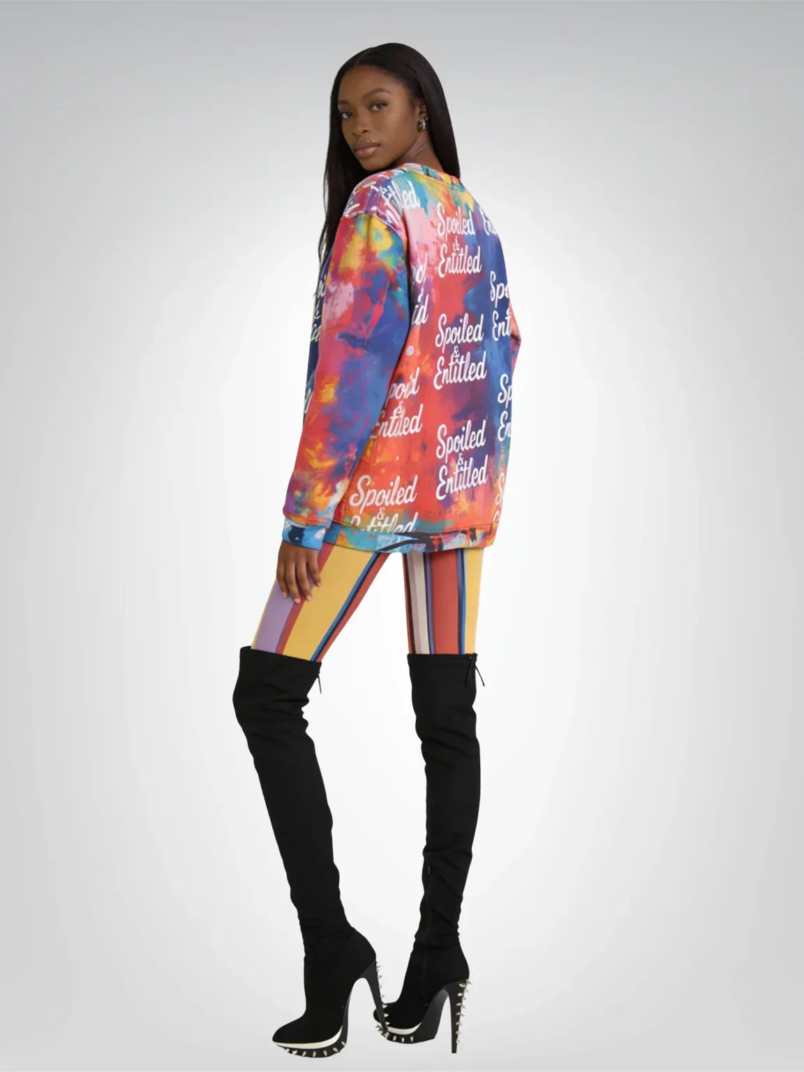 Spoiled &amp;  Entitled™ + STL Rainbow Splash Fleece Sweatshirt