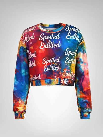 Spoiled &amp;  Entitled™ + STL Rainbow Splash Fleece Crop Sweatshirt