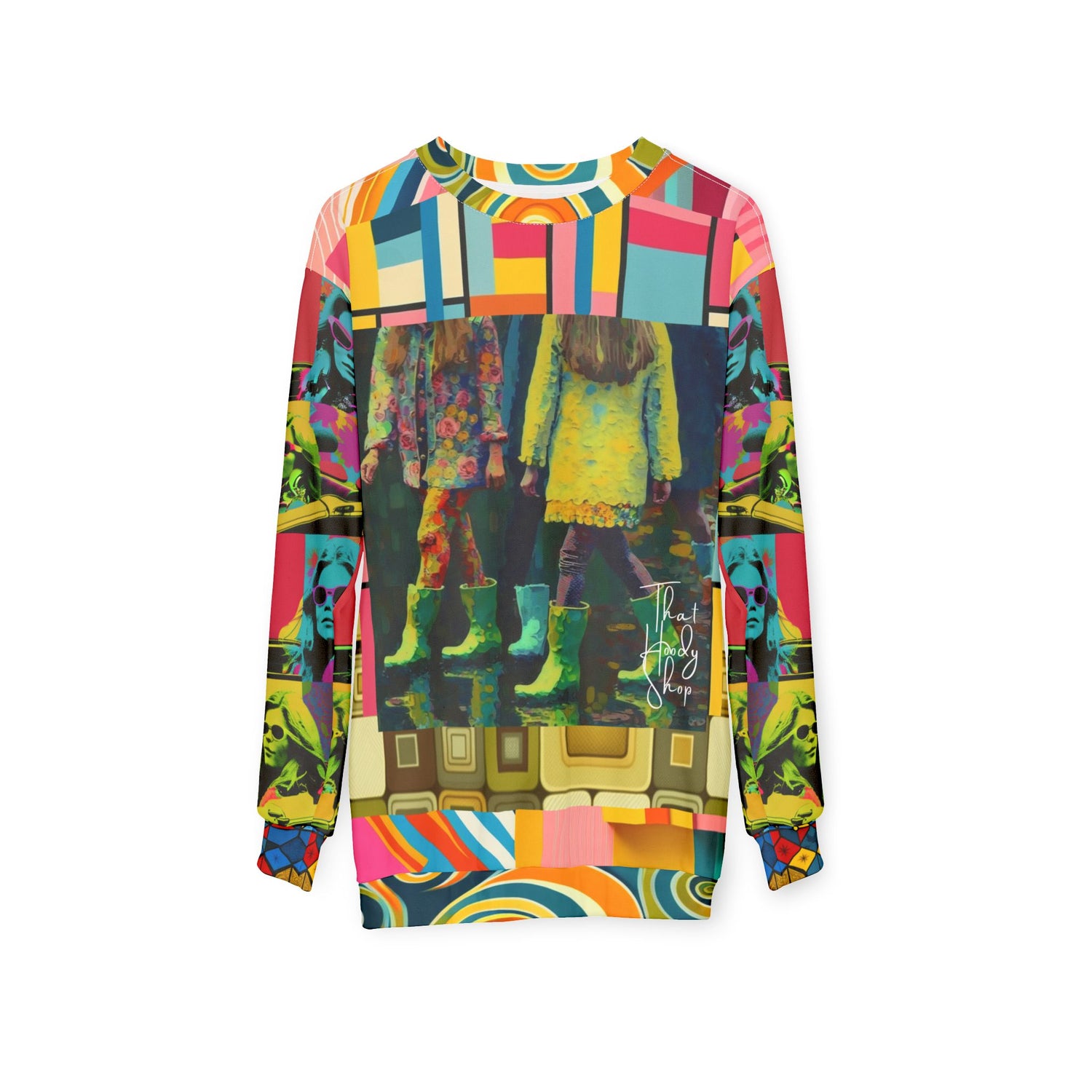 Spring Rain Retro Hippie Colorblock Unisex Sweatshirt (Gold Label)