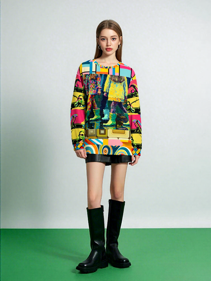 Spring Rain Retro Hippie Colorblock Unisex Sweatshirt (Gold Label)