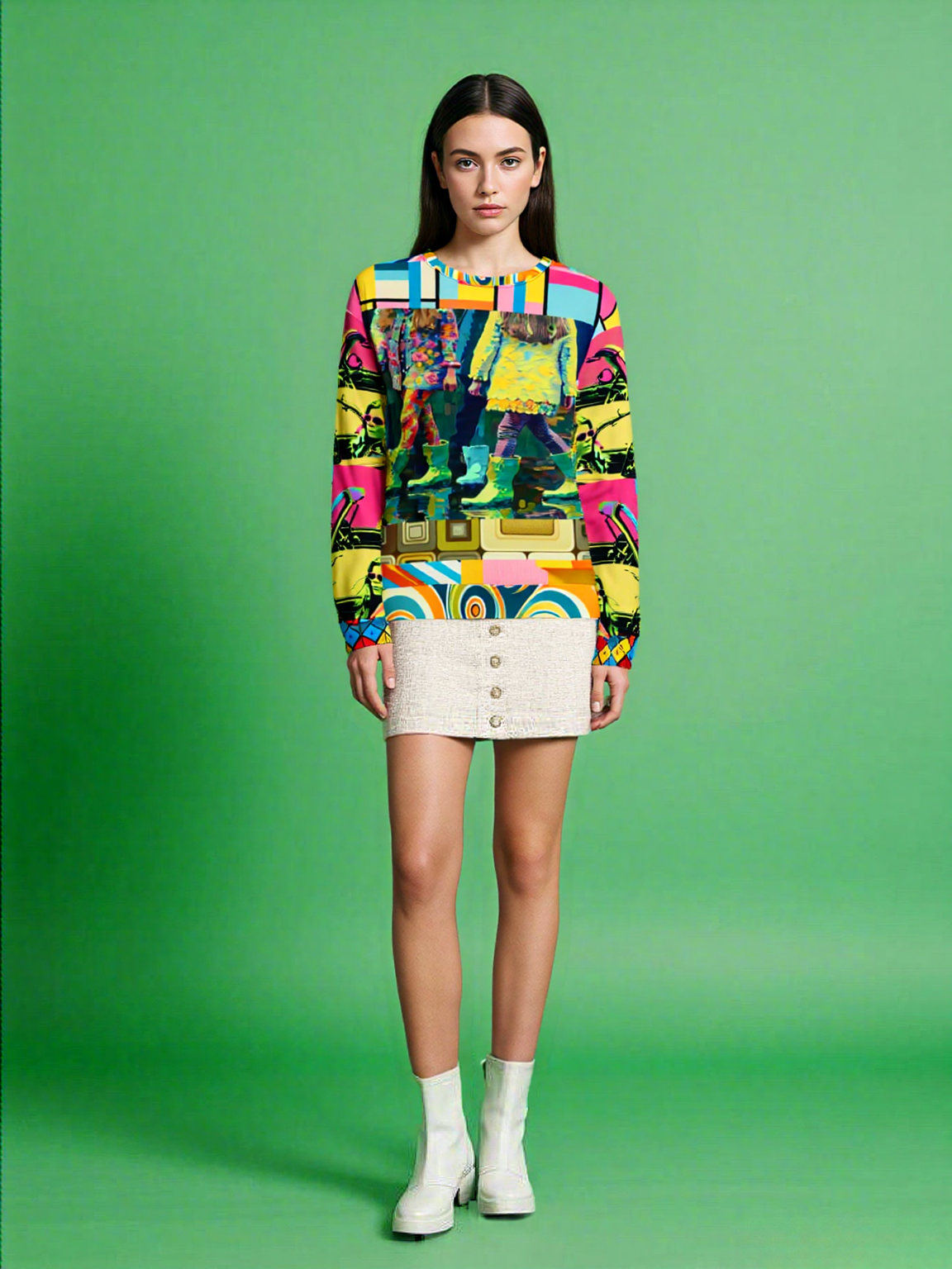 Spring Rain Retro Hippie Colorblock Unisex Sweatshirt (Gold Label)