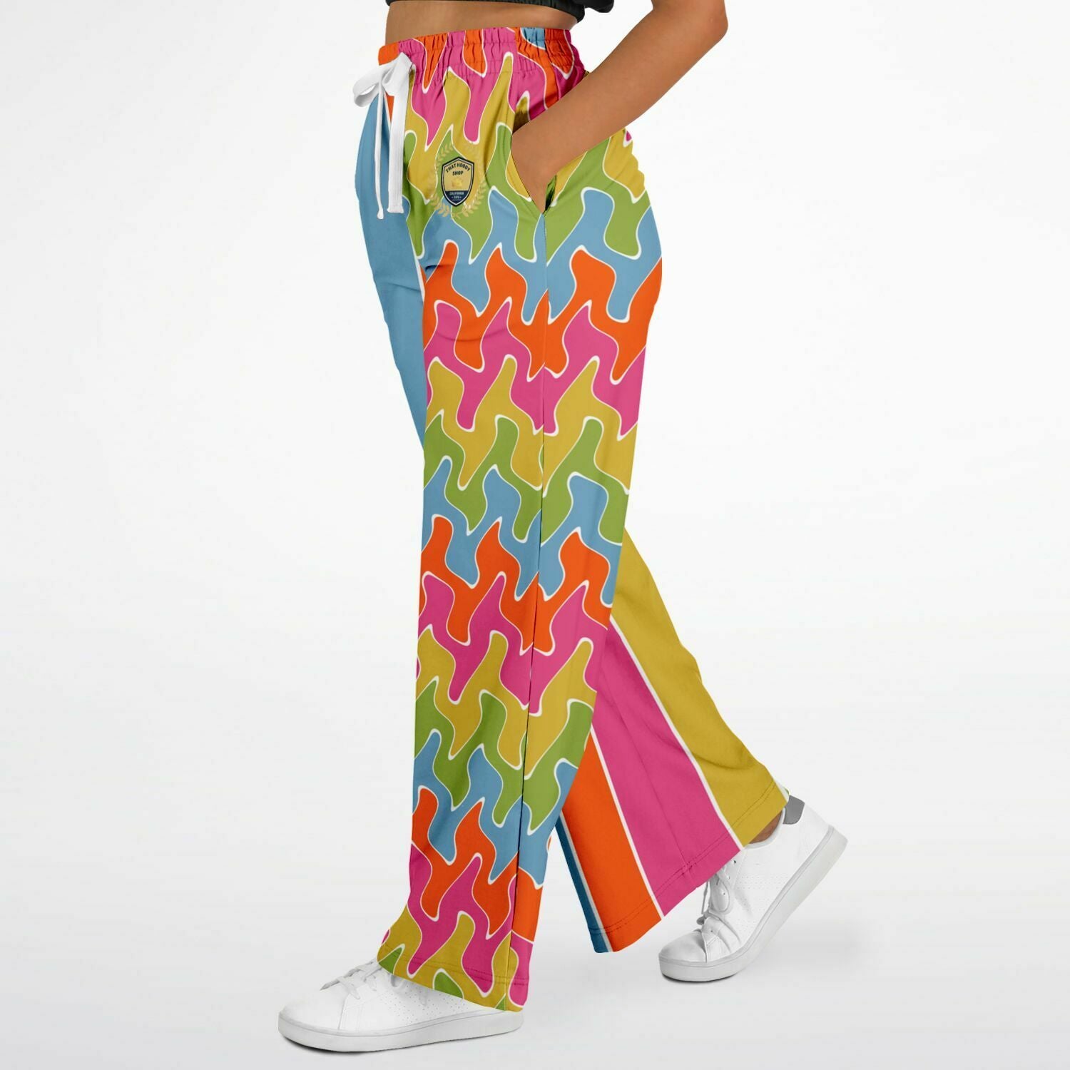 Spring Rain Rugby Stripe Eco-Poly Wide Leg Pants