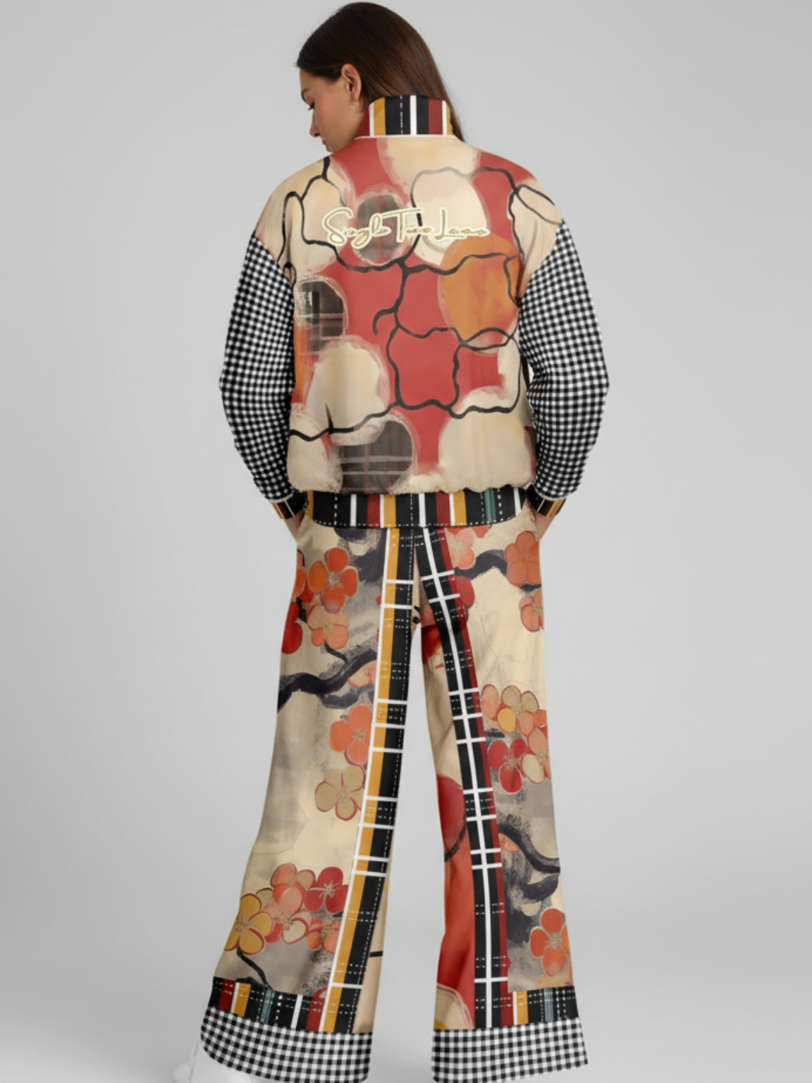 Springtime in Asia in Floral Stripes Heavyweight Oversized Quarter Zip Sweatshirt