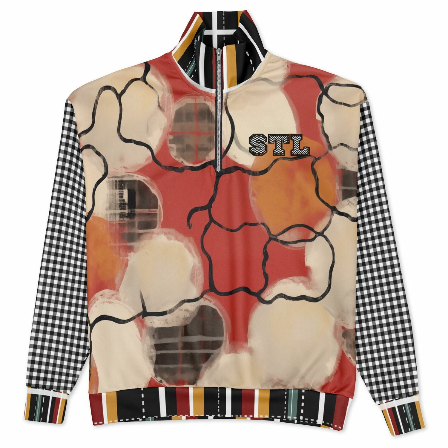 Springtime in Asia in Floral Stripes Heavyweight Oversized Quarter Zip Sweatshirt