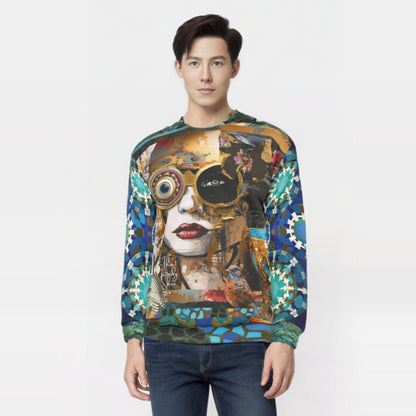 Steampunk Girl in Abstract Unisex Sweatshirt (Gold Label)