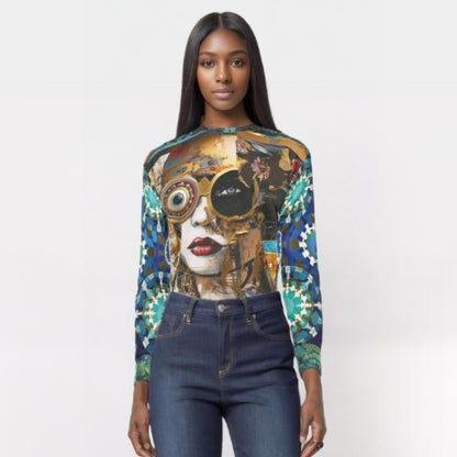 Steampunk Girl in Abstract Unisex Sweatshirt (Gold Label)