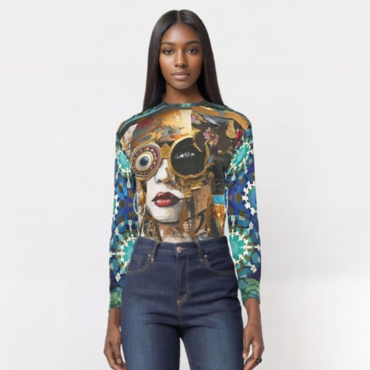 Steampunk Girl in Abstract Unisex Sweatshirt (Gold Label)