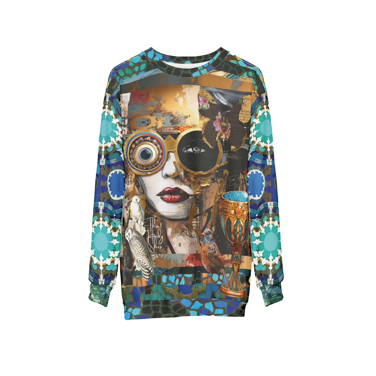 Steampunk Girl in Abstract Unisex Sweatshirt (Gold Label)