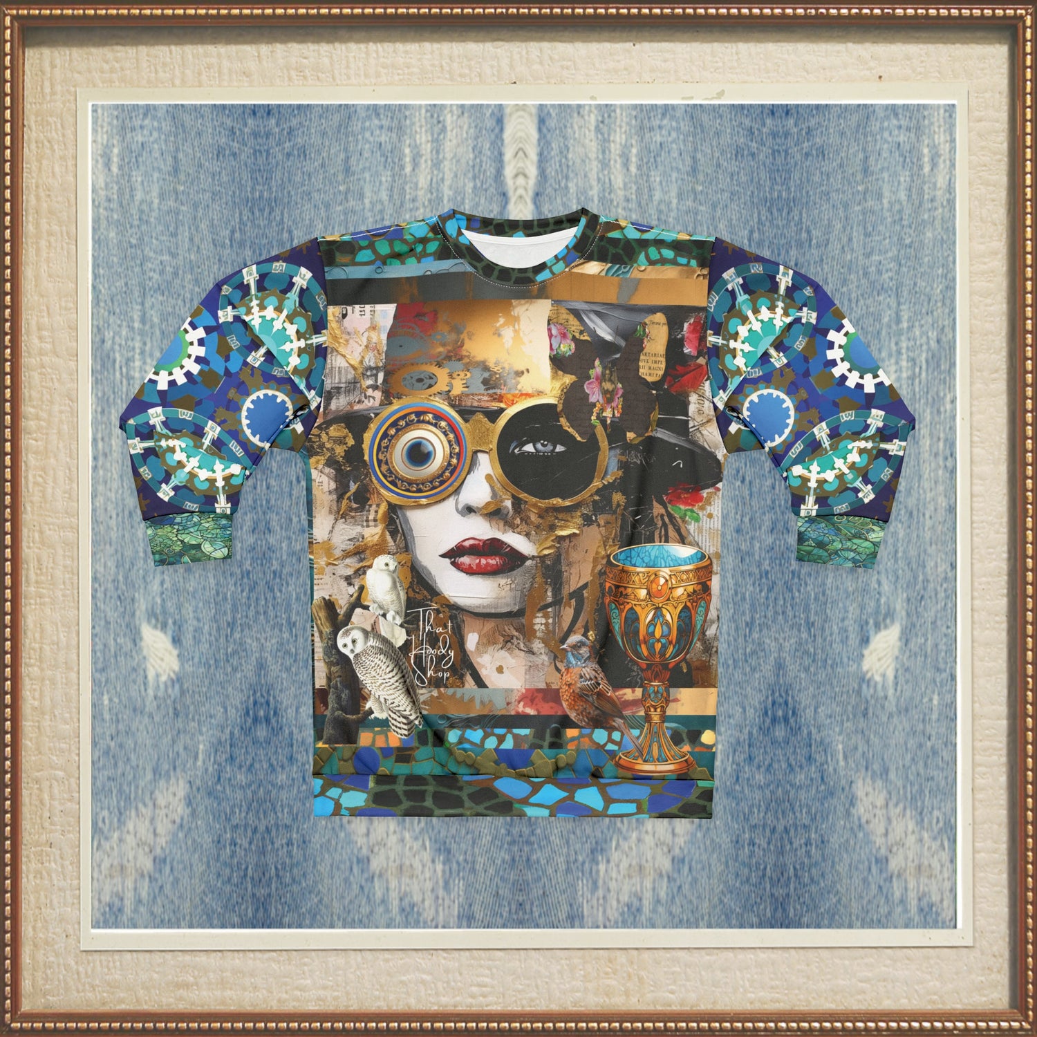 Steampunk Girl in Abstract Unisex Sweatshirt (Gold Label)
