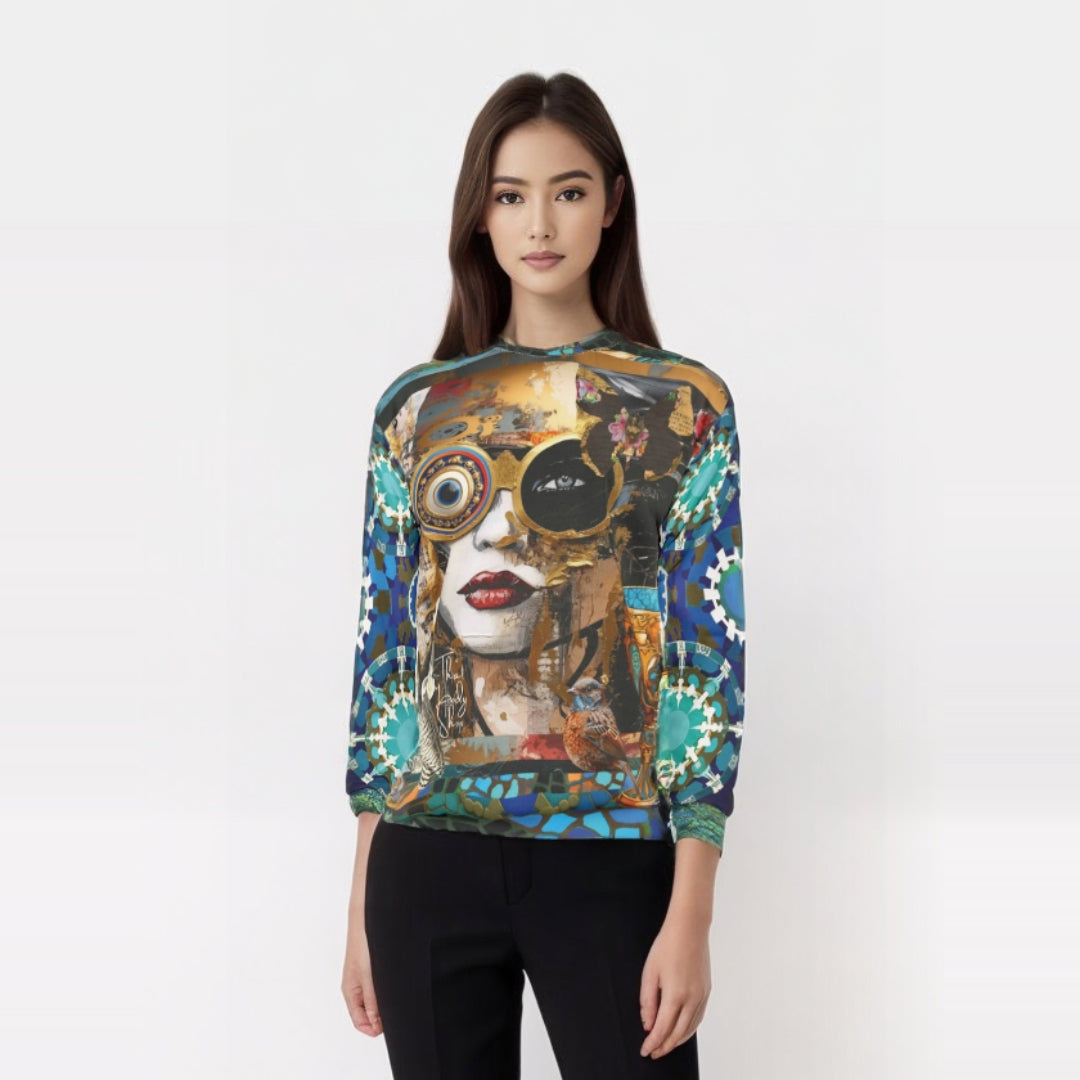Steampunk Girl in Abstract Unisex Sweatshirt (Gold Label)