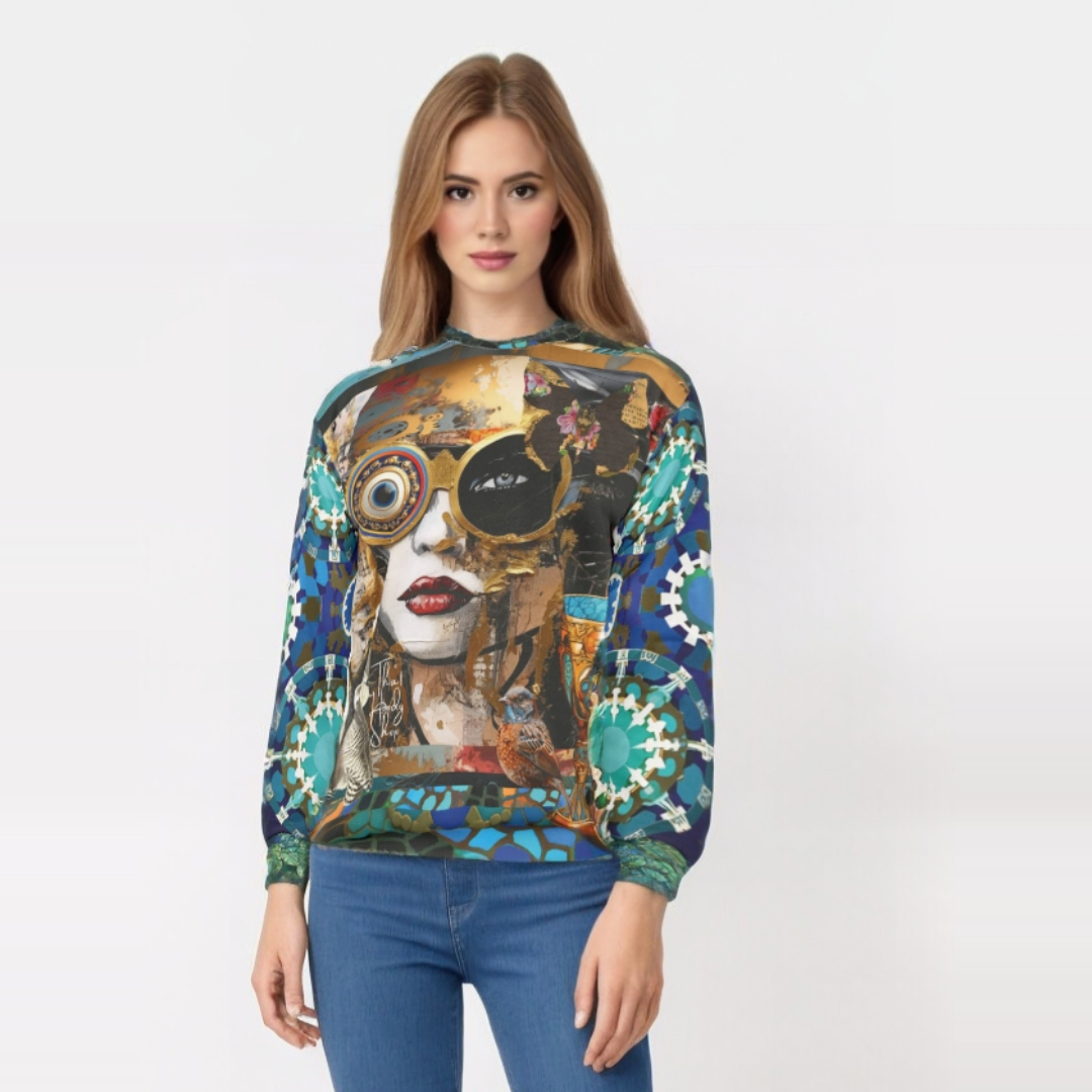 Steampunk Girl in Abstract Unisex Sweatshirt (Gold Label)
