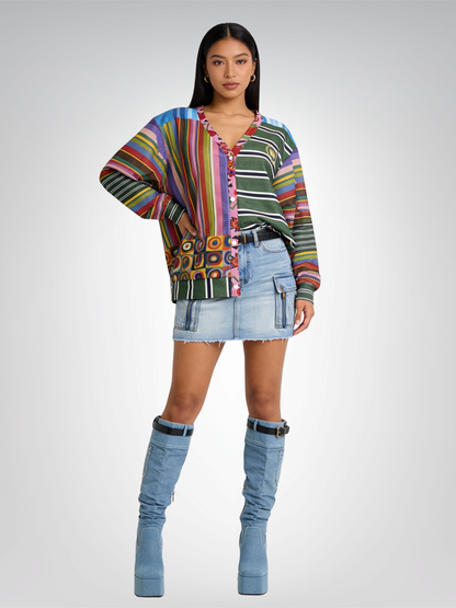 Striped in Silence Rugby Stripe Heavyweight Unisex Cardigan