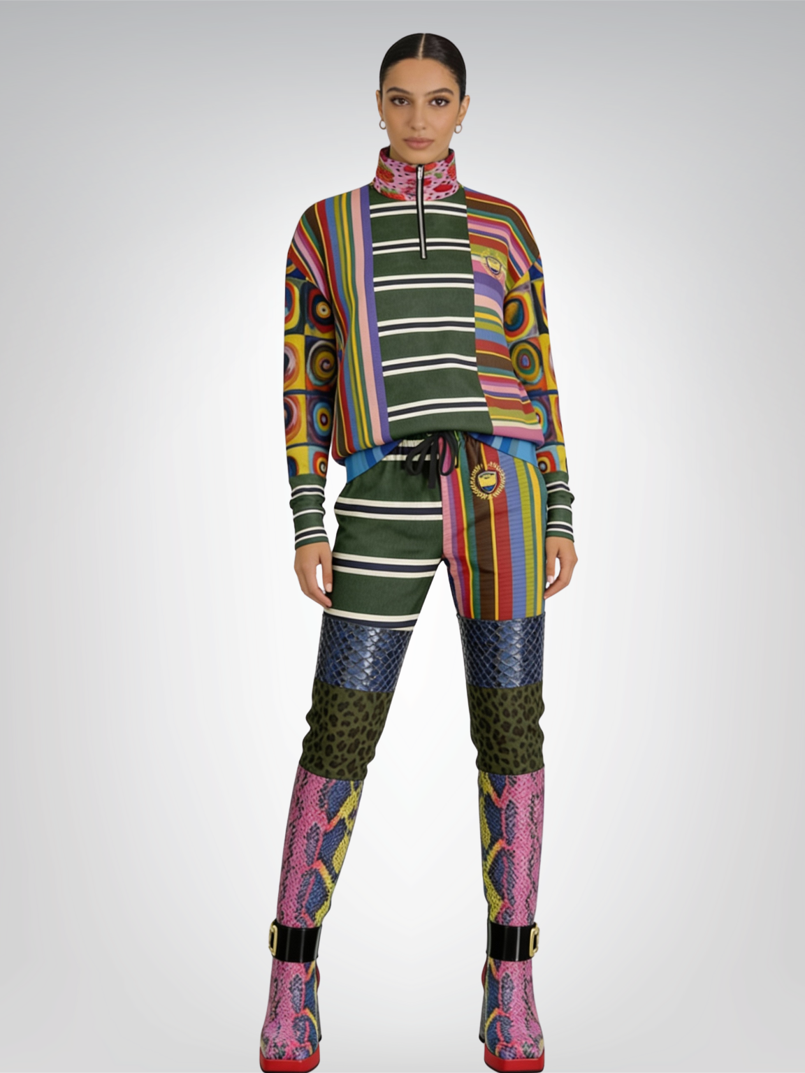 Striped in Silence Rugby Stripe Heavyweight Oversized Quarter Zip Sweatshirt