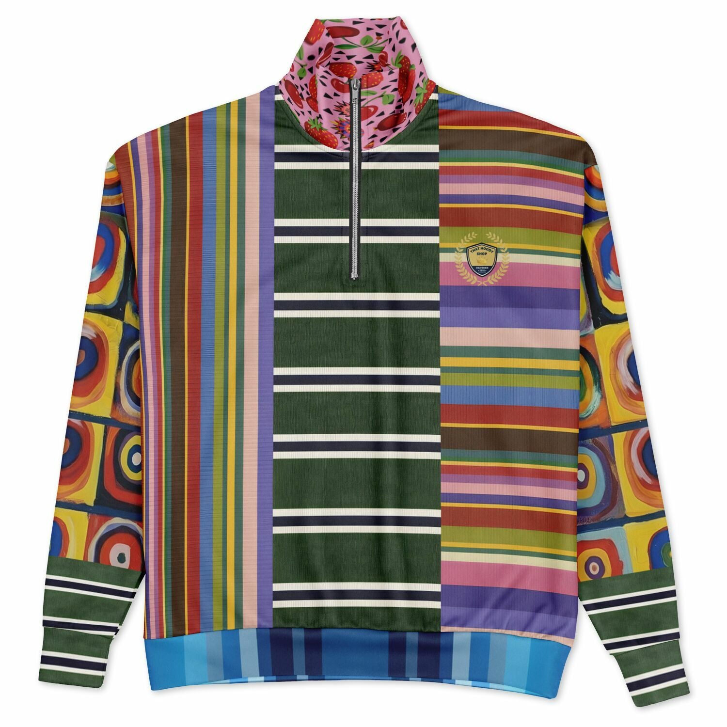 Striped in Silence Rugby Stripe Heavyweight Oversized Quarter Zip Sweatshirt