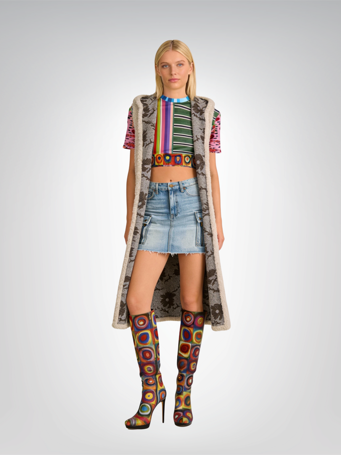 Striped in Silence Rugby Stripe Eco-Poly Short Sleeve Cropped Pullover