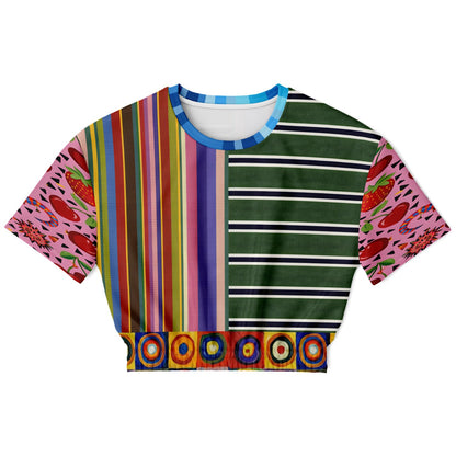 Striped in Silence Rugby Stripe Eco-Poly Short Sleeve Cropped Pullover