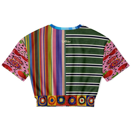 Striped in Silence Rugby Stripe Eco-Poly Short Sleeve Cropped Pullover