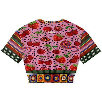 Striped in Silence Strawberry Life Eco-Poly Short Sleeve Cropped Pullover