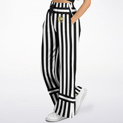 Stripes in Black and White Eco-Poly Wide Leg Pants