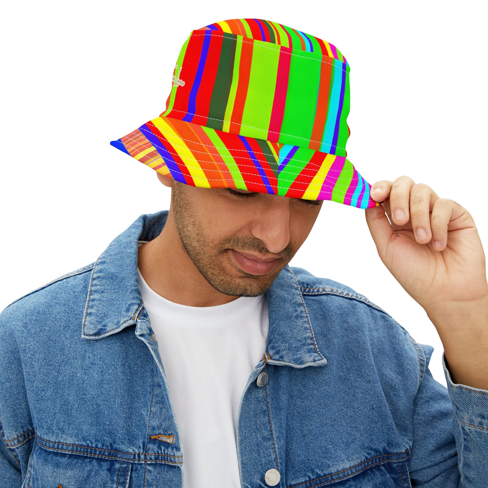 Stripes in Fluorescent Dayglo Vibrant Bucket Hat