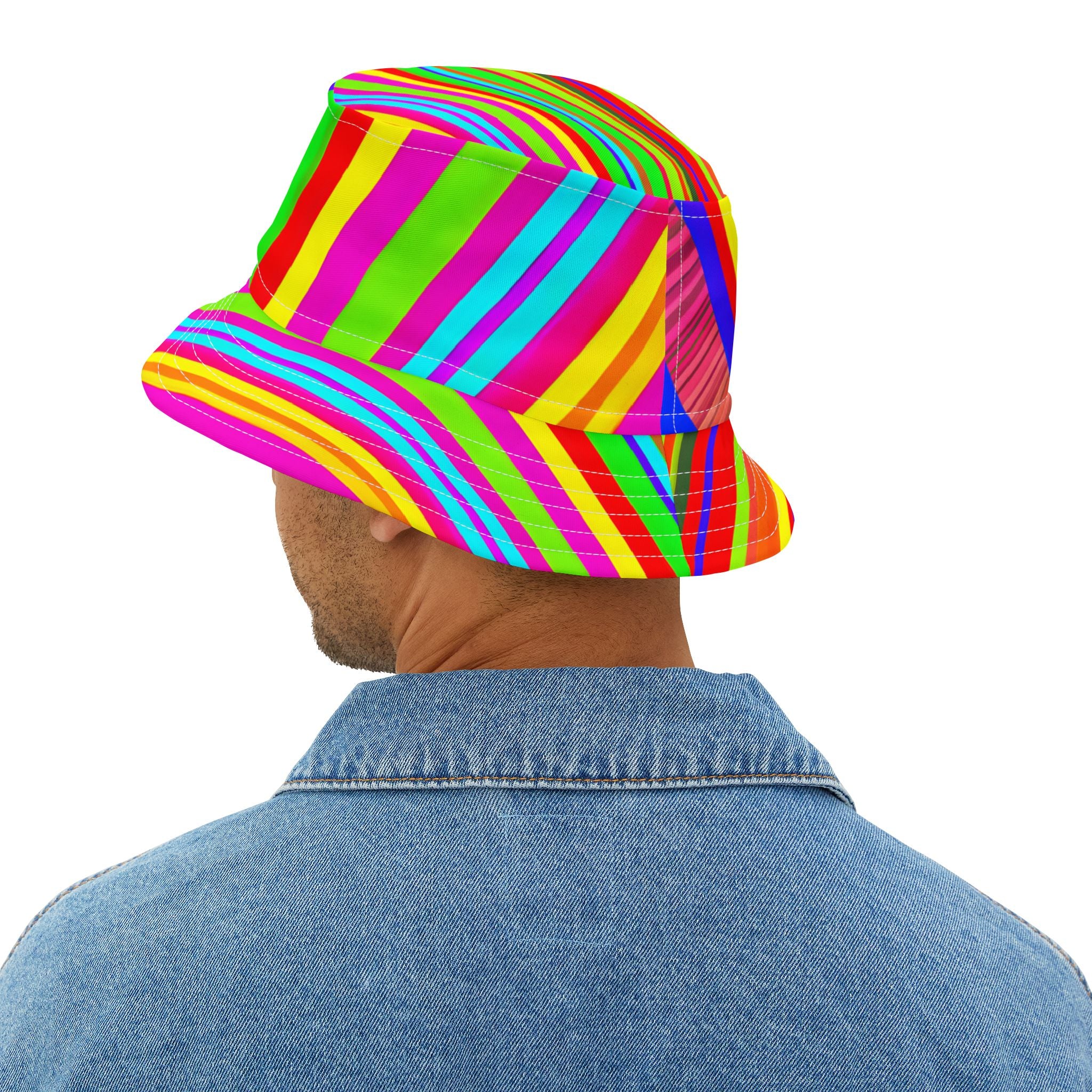 Stripes in Fluorescent Dayglo Vibrant Bucket Hat