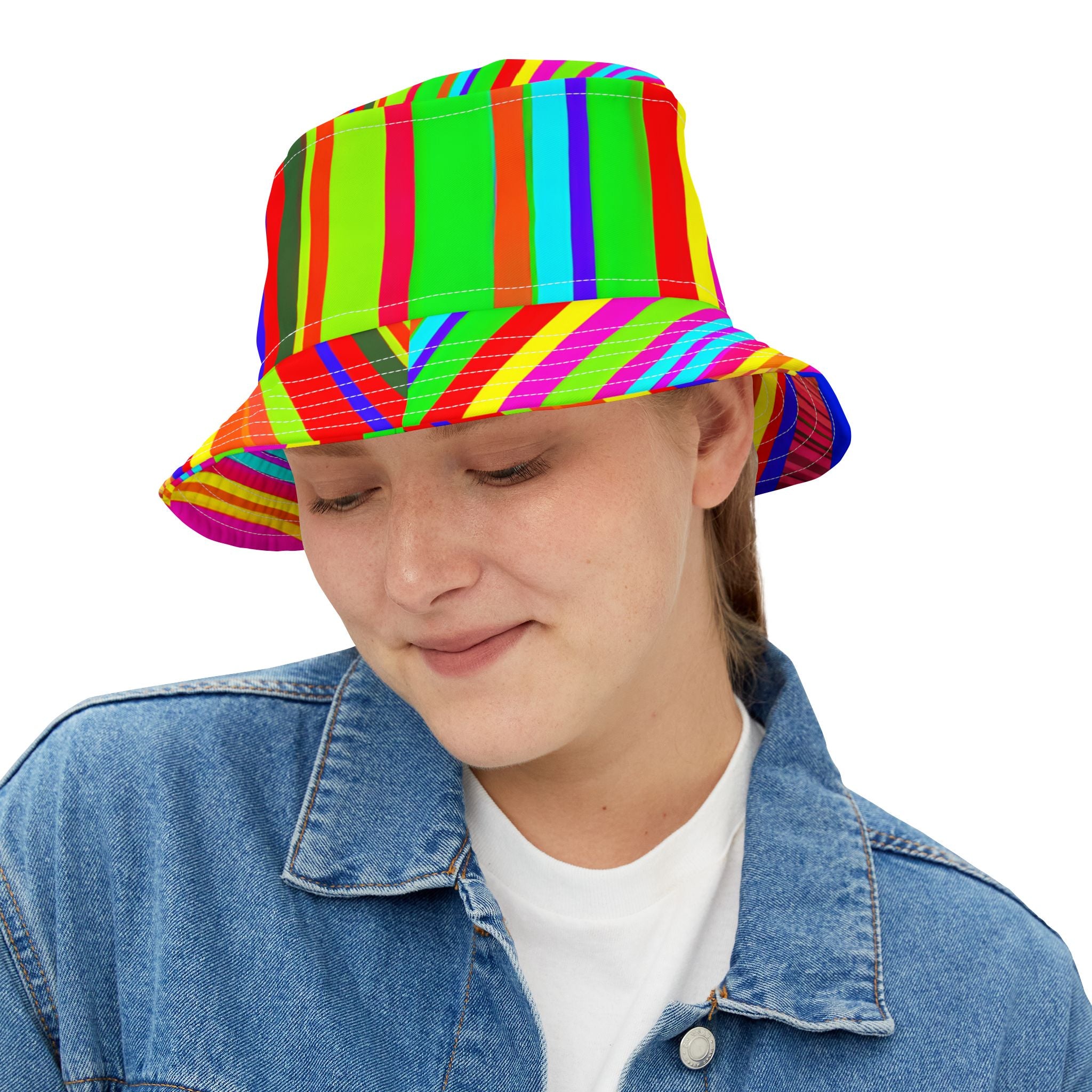 Stripes in Fluorescent Dayglo Vibrant Bucket Hat