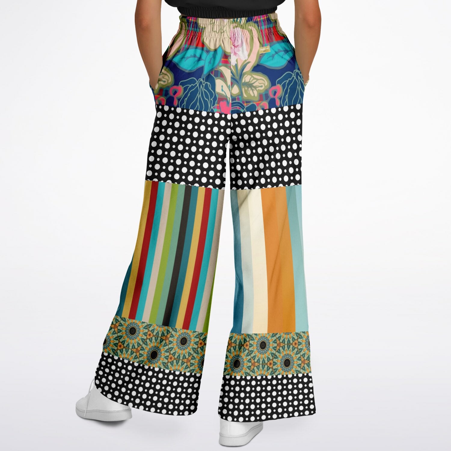 Sunflowers in My 1888 Van Gogh Stripe Eco-Poly Wide Leg Pants