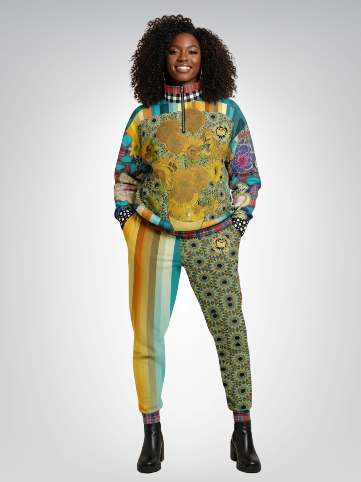 Sunflowers in My 1888 Van Gogh Heavyweight Oversized Quarter Zip Sweatshirt