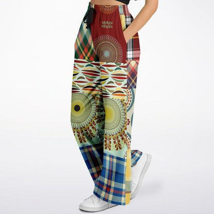 Sunny DeLite Plaid Patchwork Eco-Poly Wide Leg Pants