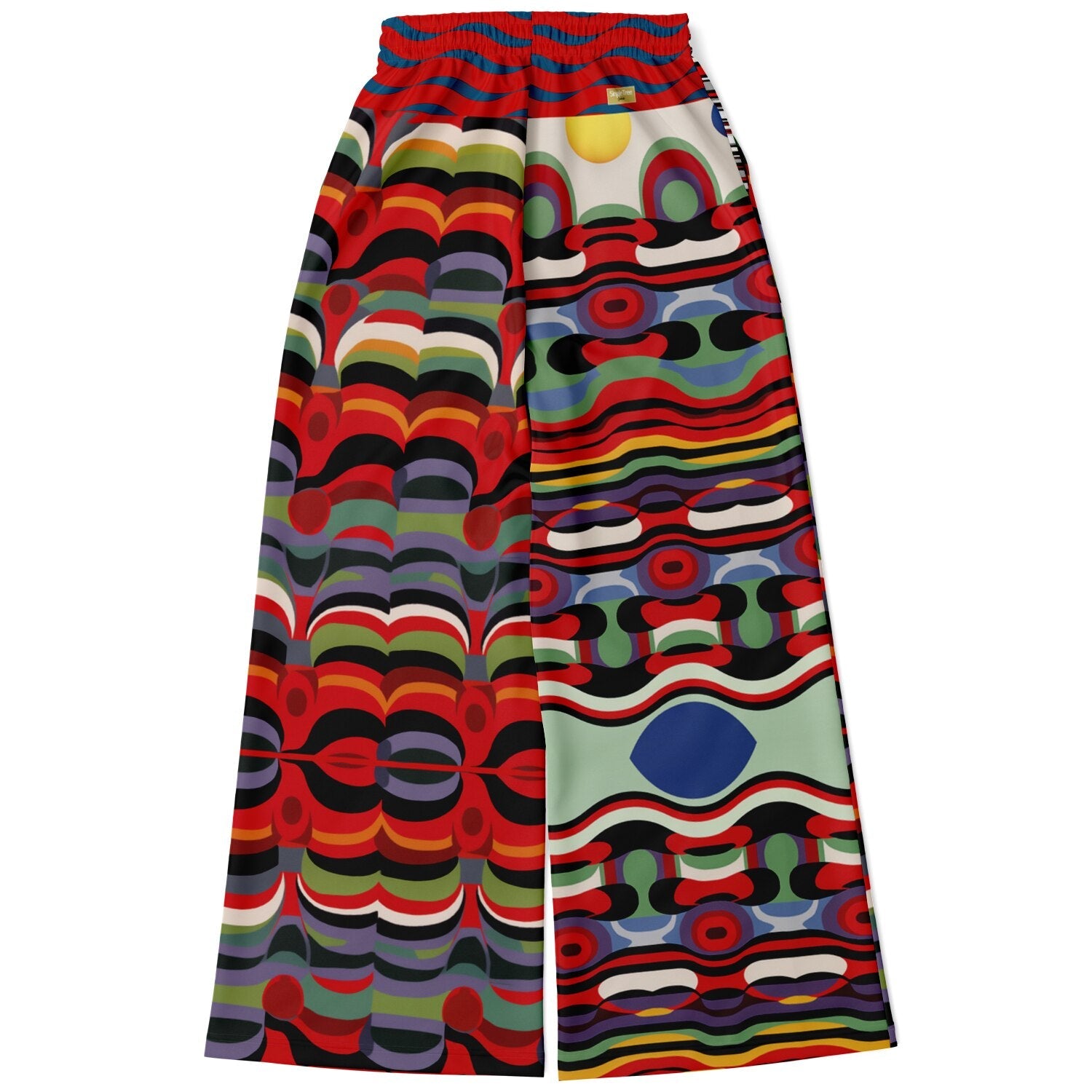 Sunset in Cassis Abstract Rainbow Stripe Eco-Poly Wide Leg Pants