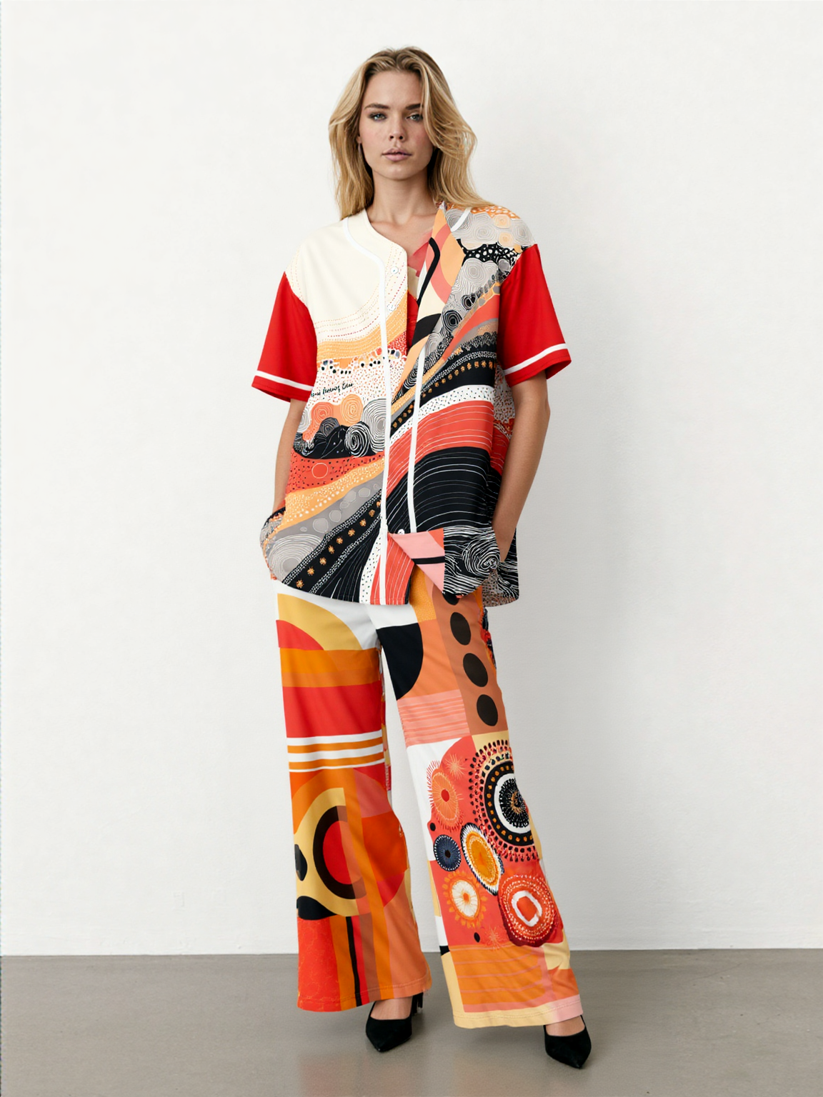 Sunset Springs Abstract 70s Short Sleeve Eco-Poly Reversible Baseball Jersey